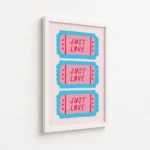 Just Love Blue Pink Ticket Canvas Print - Image 6