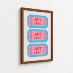 Just Love Blue Pink Ticket Canvas Print - Image 7