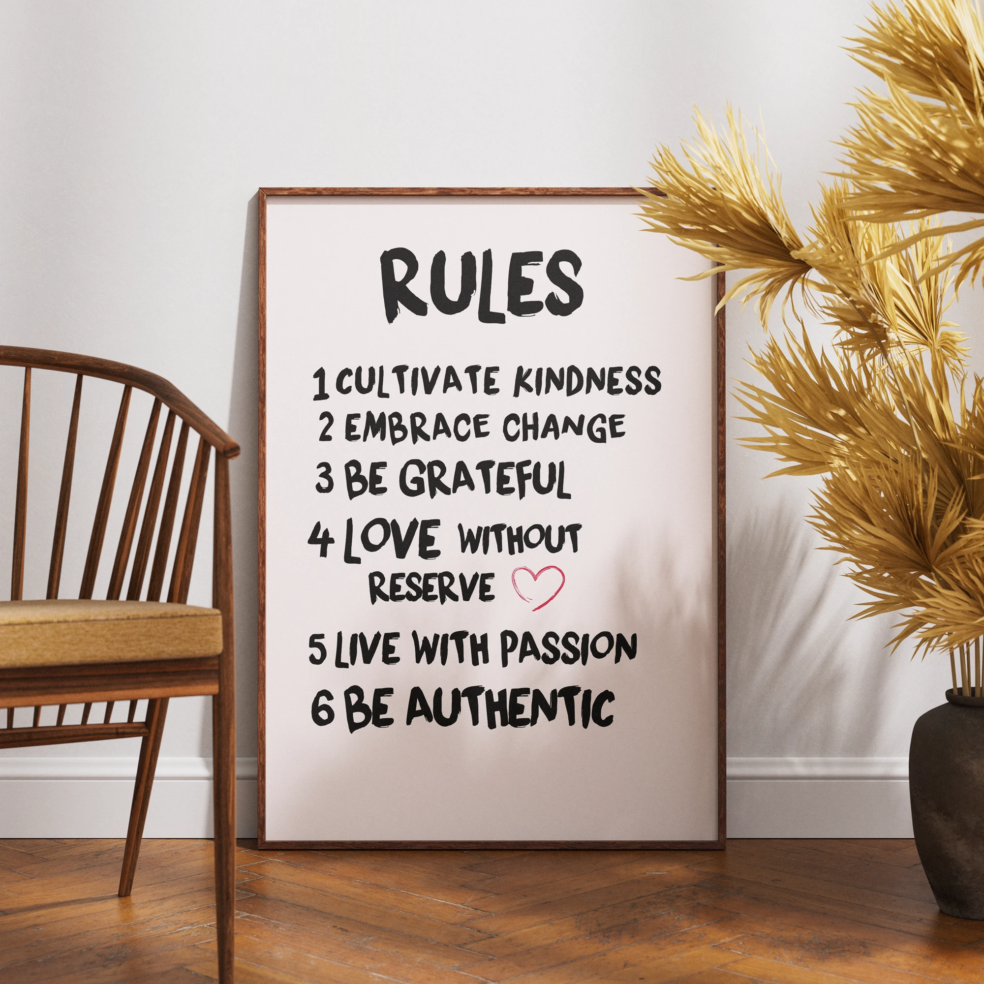 Kindness Change Grateful Passion Rules Poster_Featured Image 1 Kindness Change Grateful Passion Rules Canvas Print - Image 1