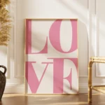 Large Pink Love Typography Canvas Print