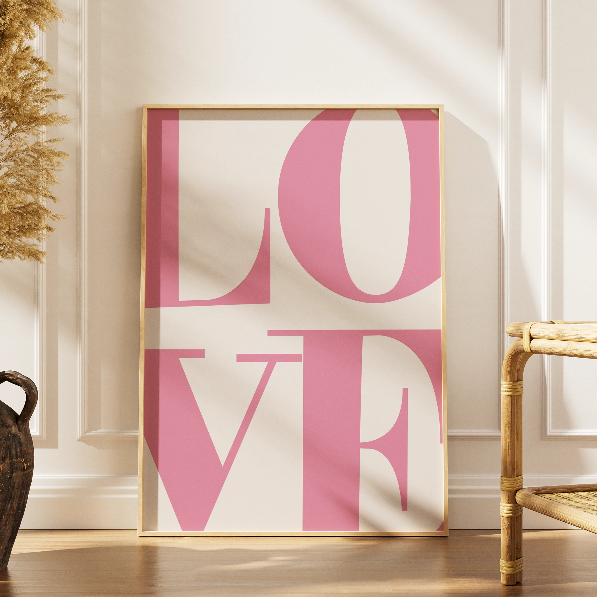 Large Pink Love Typography Poster_Featured Image 1 Large Pink Love Typography Canvas Print - Image 1