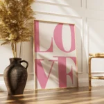 Large Pink Love Typography Canvas Print - Image 2