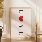 Minimal Love Red Heart Typography Canvas Print