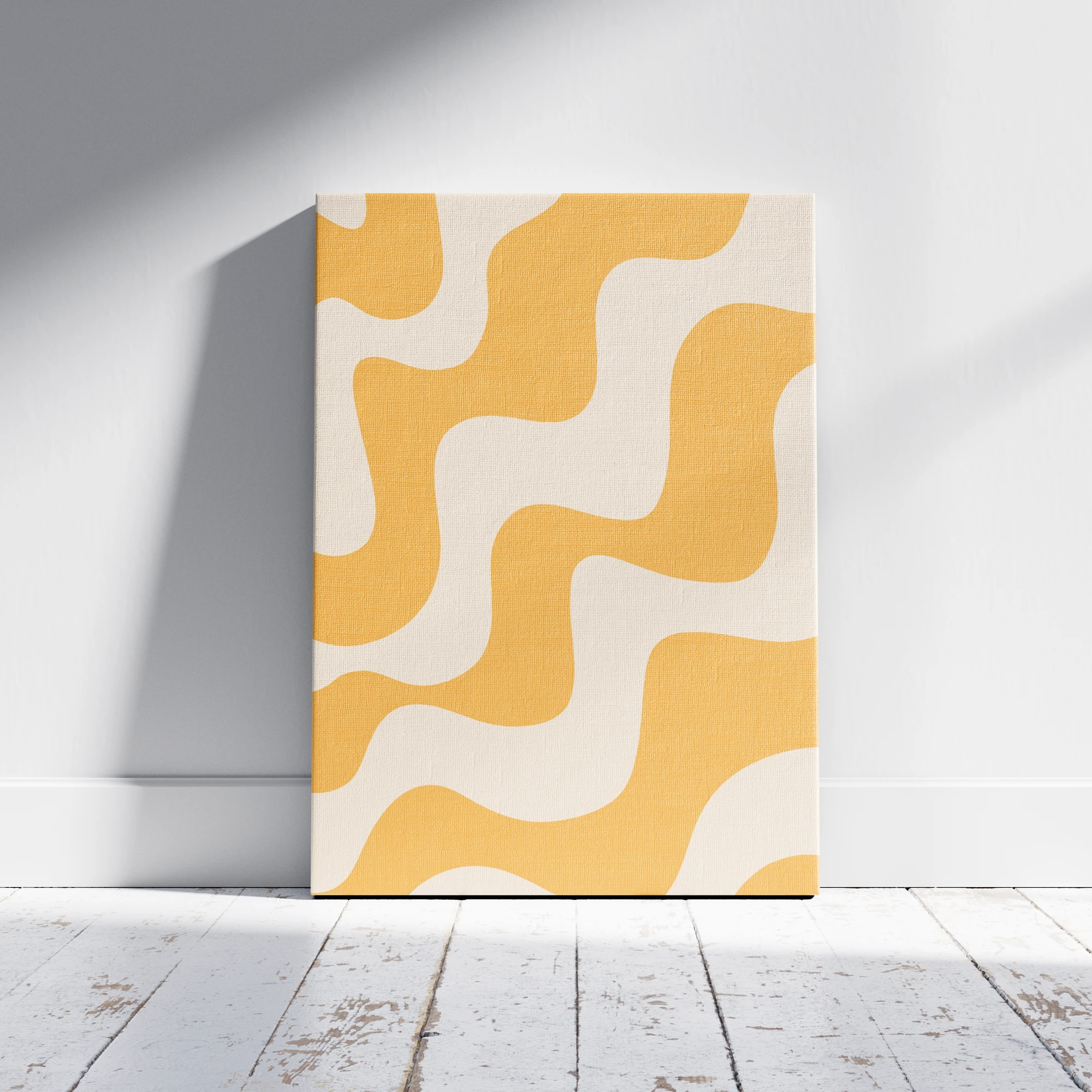 Mustard Yellow Wavy Abstract Pattern_Featured Image 1 Mustard Yellow Wavy Abstract Pattern Canvas Print - Image 1