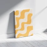 Mustard Yellow Wavy Abstract Pattern Canvas Print - Image 2
