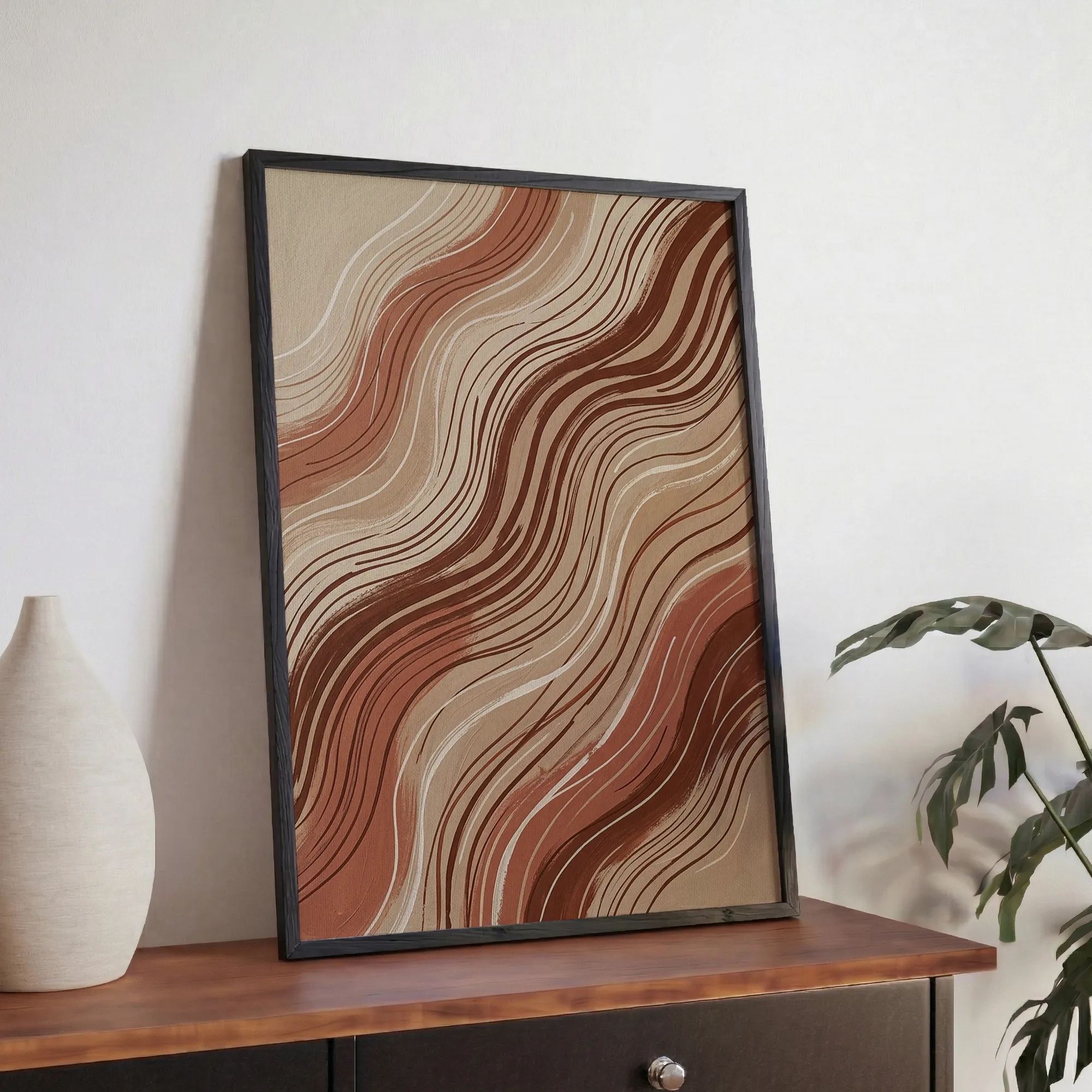 Neutral Flowing Waves Abstract Contemporary Aesthetic Wall Art_Featured Image 1 Neutral Flowing Waves Abstract Contemporary Aesthetic Wall Art - Image 1