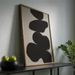 Organic Black Shapes Abstract Modern Textured Wall Art - Image 2