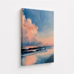 Pastel Beach Sunset Ocean Wave Canvas Print - Image 4