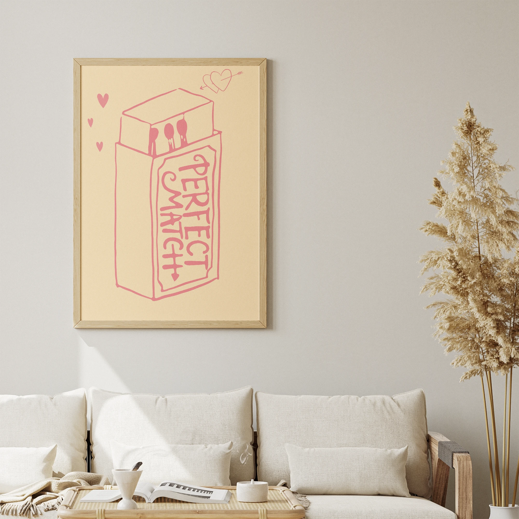 Perfect Match Pink Matchbox Line Drawing_Featured Image 1 Perfect Match Pink Matchbox Line Drawing Canvas Print - Image 1
