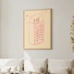 Perfect Match Pink Matchbox Line Drawing Canvas Print - Image 2