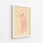 Perfect Match Pink Matchbox Line Drawing Canvas Print - Image 6