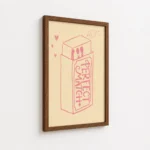 Perfect Match Pink Matchbox Line Drawing Canvas Print - Image 7