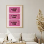 Pink Admit One Ticket Stack Canvas Print