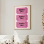 Pink Admit One Ticket Stack Canvas Print - Image 2