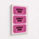 Pink Admit One Ticket Stack Canvas Print - Image 4