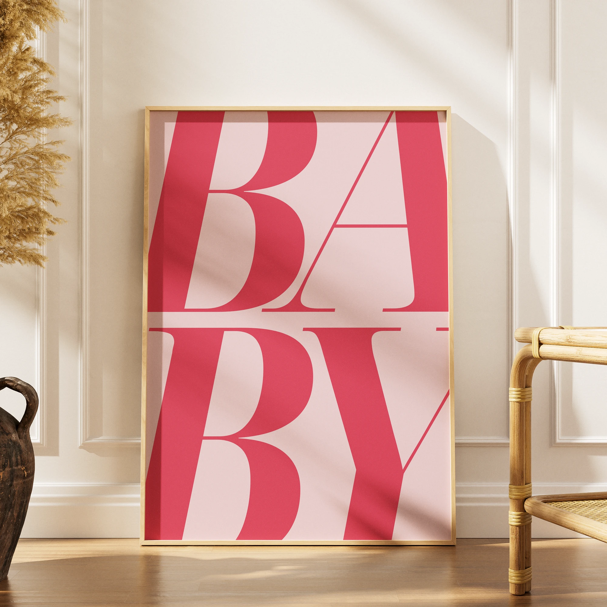 Pink Baby Large Typography Poster_Featured Image 1 Pink Baby Large Typography Canvas Print - Image 1
