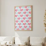 Pink Blue XOXO Pop Pattern Canvas Print - Image 2