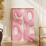 Pink Bubble Love Typography Canvas Print