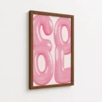 Pink Bubble Love Typography Canvas Print - Image 7