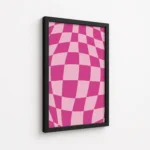 Pink Checkerboard Optical Illusion Pattern Canvas Print - Image 5
