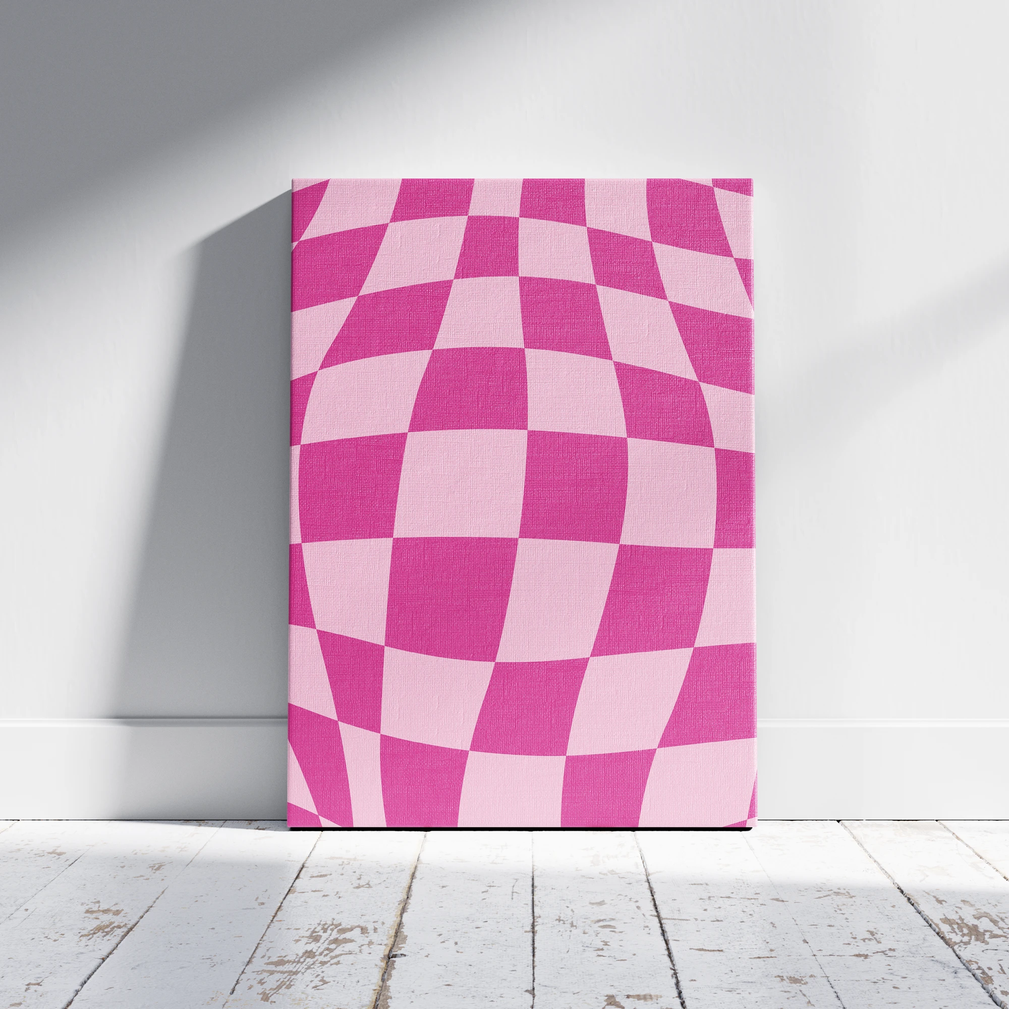 Pink Checkerboard Optical Illusion Pattern_Featured Image 1 Pink Checkerboard Optical Illusion Pattern Canvas Print - Image 1