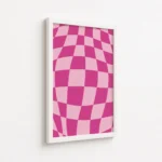Pink Checkerboard Optical Illusion Pattern Canvas Print - Image 6
