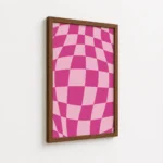 Pink Checkerboard Optical Illusion Pattern Canvas Print - Image 7