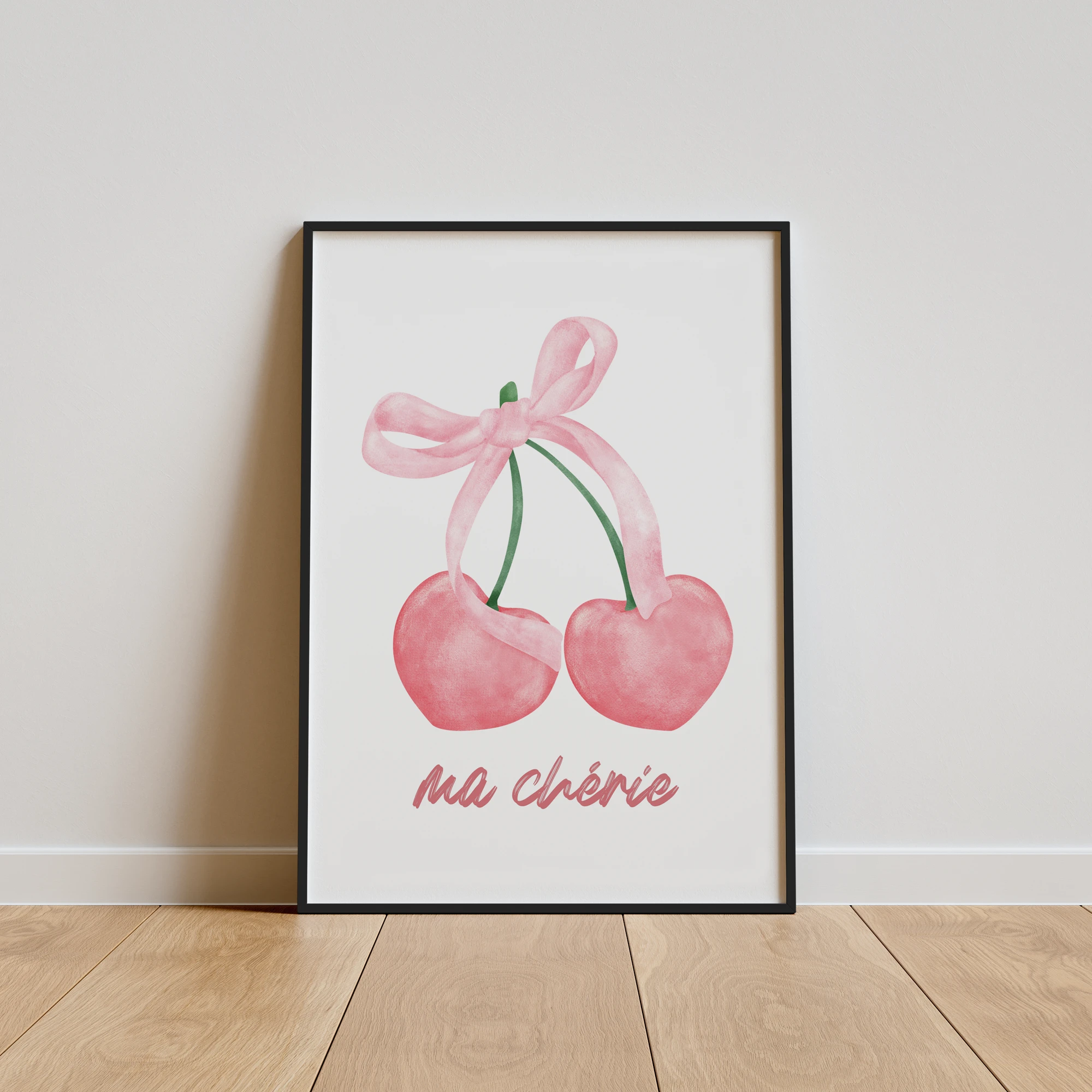 Pink Cherry Bow Ma Cherie_Featured Image 1 Pink Cherry Bow Ma Cherie Canvas Print - Image 1