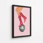 Pink Cowboy Boots Disco Ball Canvas Print - Image 5
