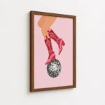 Pink Cowboy Boots Disco Ball Canvas Print - Image 7