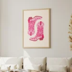 Pink Cowgirl Boots Western Fashion Canvas Print - Image 2