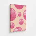 Pink Disco Ball Repeating Pattern Canvas Print - Image 4