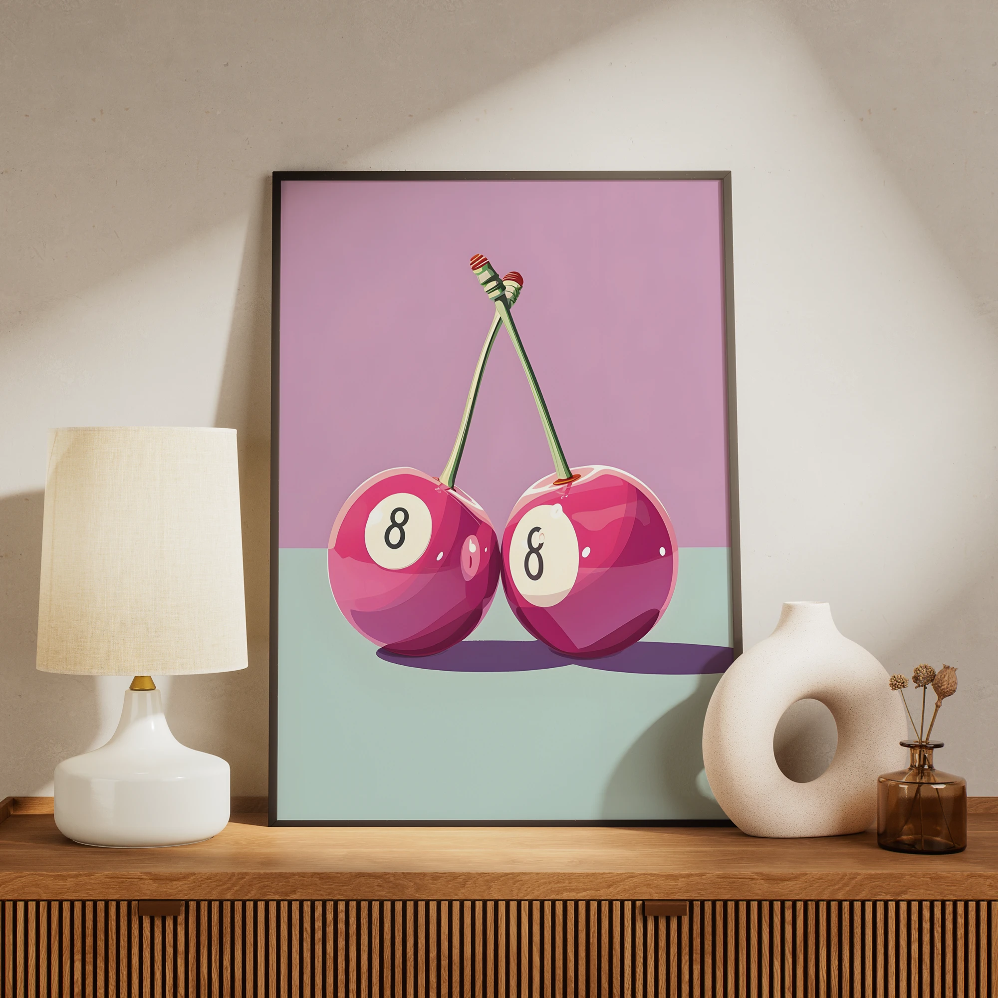 Pink Magic Eight Ball Cherry Poster_Featured Image 1 Pink Magic Eight Ball Cherry Canvas Print - Image 1