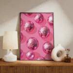 Pink Mirror Disco Ball Canvas Print