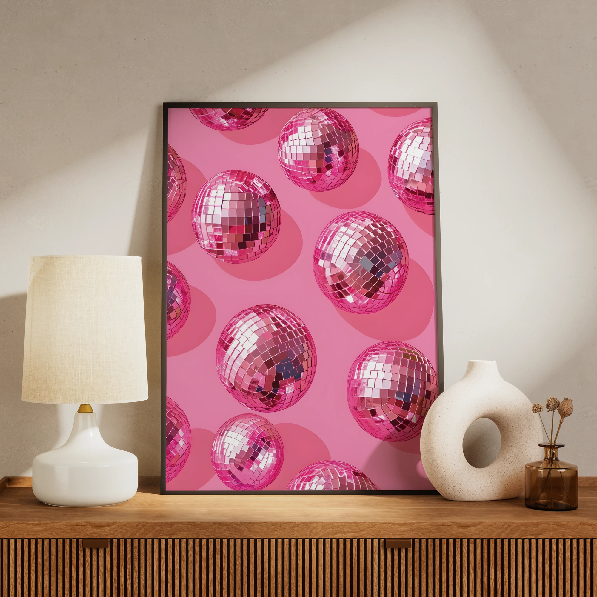 Pink Mirror Disco Ball Wallpaper_Featured Image 1 Pink Mirror Disco Ball Canvas Print - Image 1