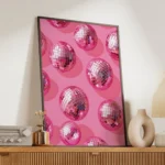 Pink Mirror Disco Ball Canvas Print - Image 2