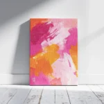 Pink Orange Abstract Brush Painting Canvas Print