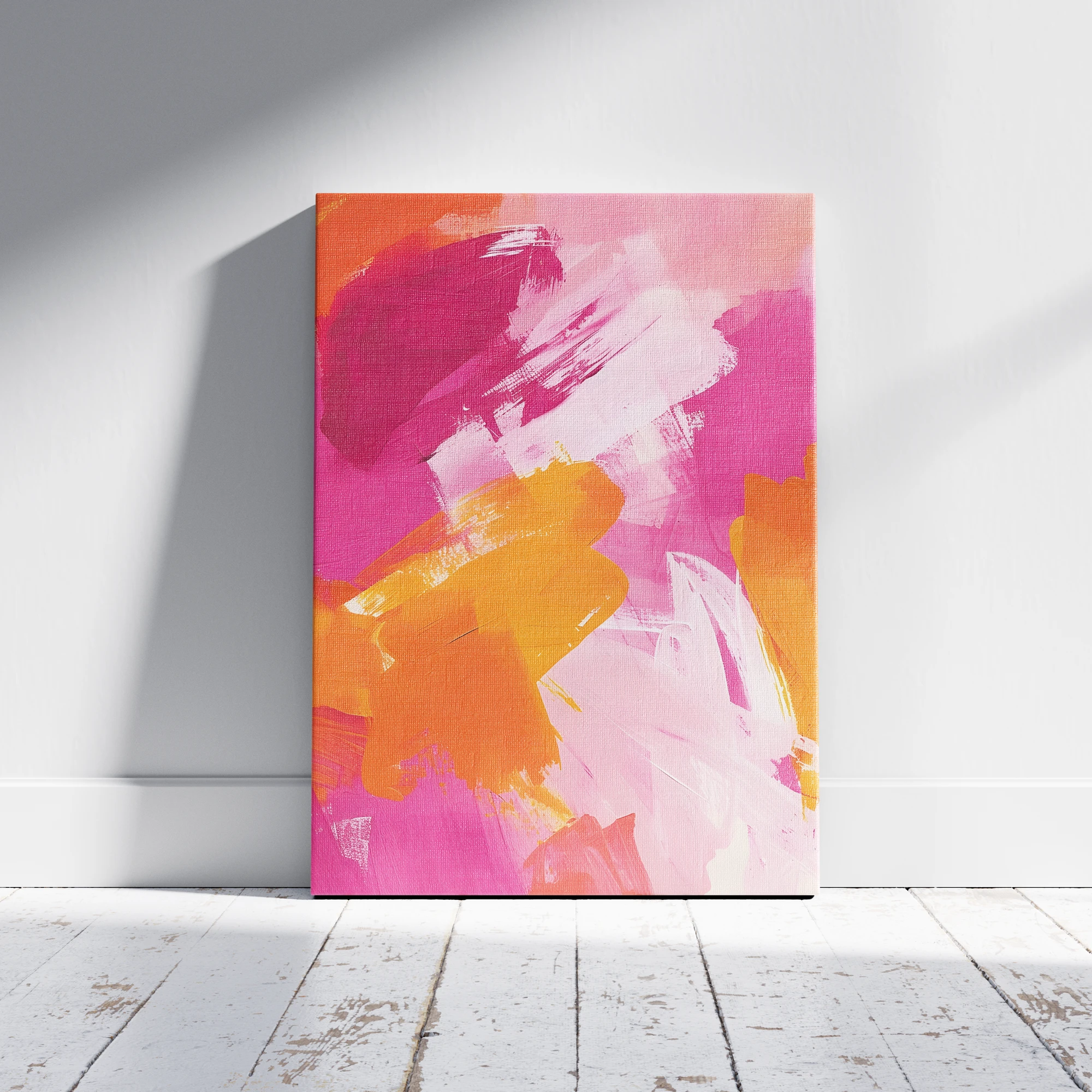 Pink Orange Abstract Brush Painting Poster_Featured Image 1 Pink Orange Abstract Brush Painting Canvas Print - Image 1