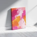 Pink Orange Abstract Brush Painting Canvas Print - Image 2