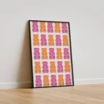 Pink Orange Gummy Bear Pattern Canvas Print - Image 2