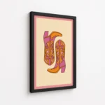 Pink Orange Western Cowboy Boots Canvas Print - Image 5