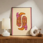 Pink Orange Western Cowboy Boots Canvas Print