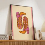 Pink Orange Western Cowboy Boots Canvas Print - Image 2