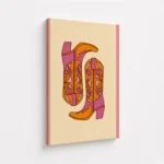 Pink Orange Western Cowboy Boots Canvas Print - Image 4
