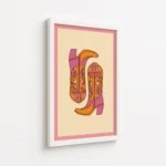 Pink Orange Western Cowboy Boots Canvas Print - Image 6