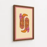 Pink Orange Western Cowboy Boots Canvas Print - Image 7