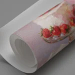 Pink Strawberry Cake Dessert Painting Canvas Print - Image 3