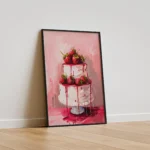 Pink Strawberry Layer Cake Canvas Print - Image 2