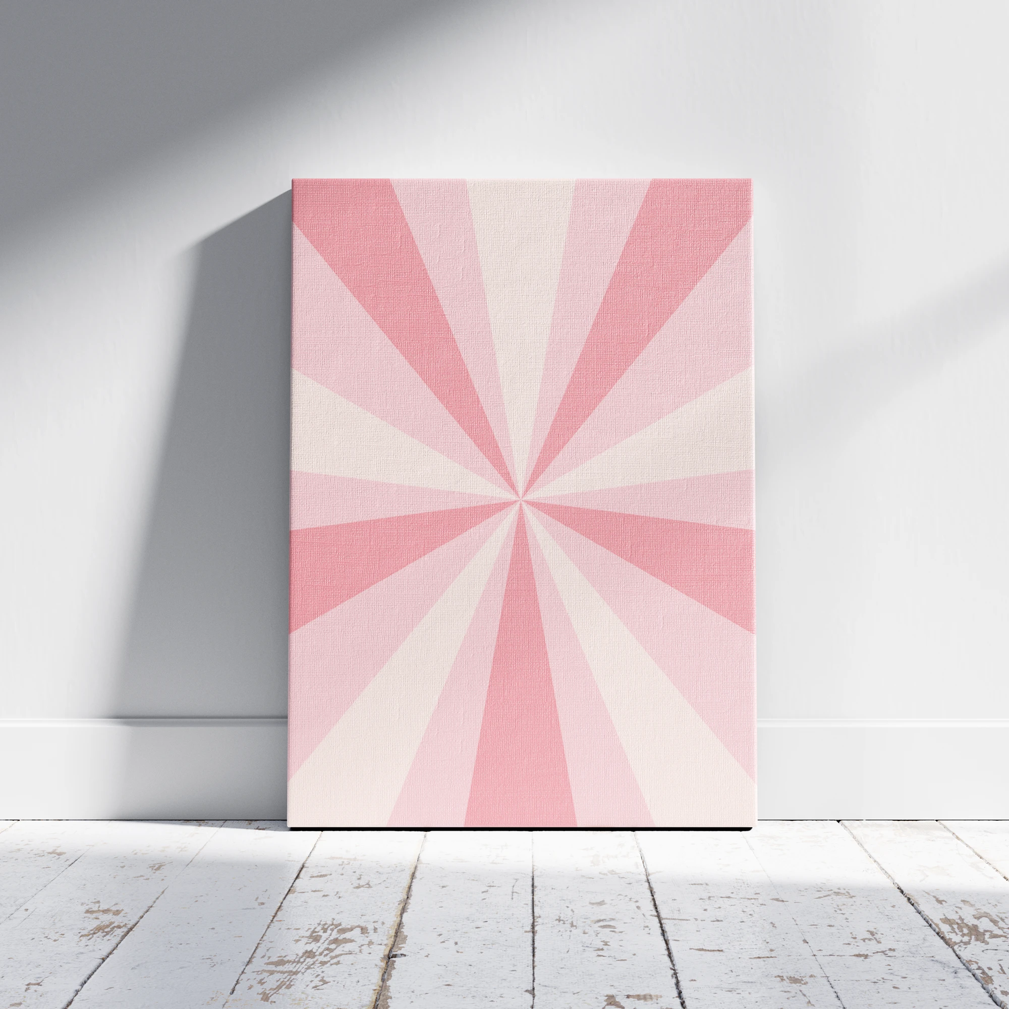 Pink Sunburst Retro Radial Pattern_Featured Image 1 Pink Sunburst Retro Radial Pattern Canvas Print - Image 1