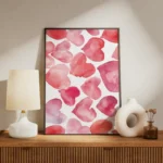 Pink Watercolor Heart Pattern Canvas Print